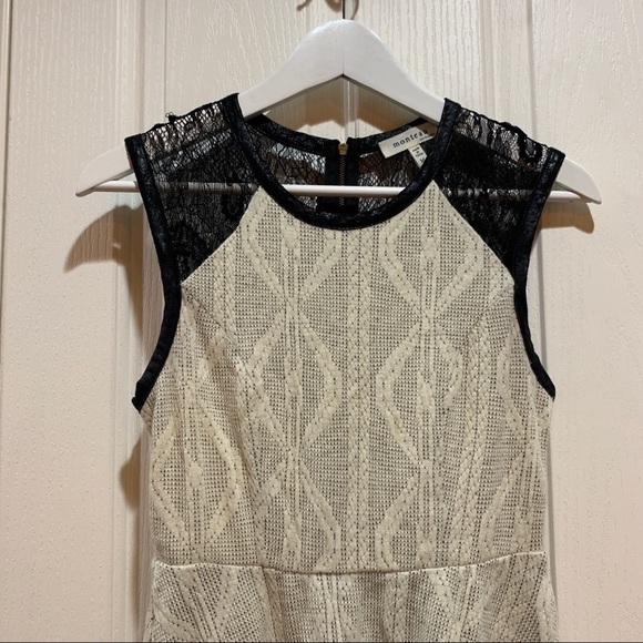 MONTEAU Sleeveless Dress Ivory Black Small EUC - Picture 3 of 8
